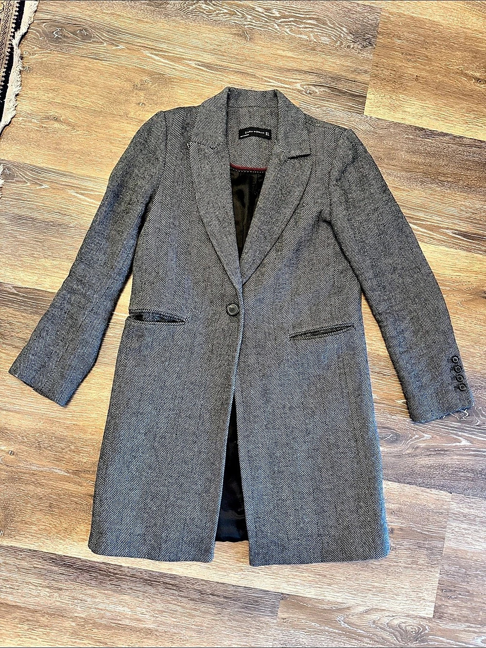 Zara Herringbone Coat Size Medium